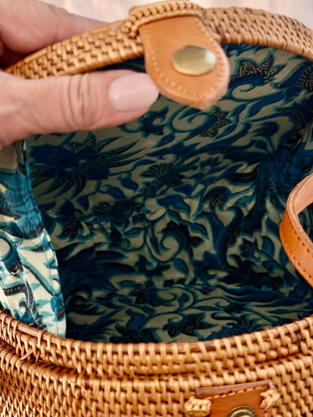 Bali Round Straw Crossbody Bag - Natural Straw - Picture 10 of 12